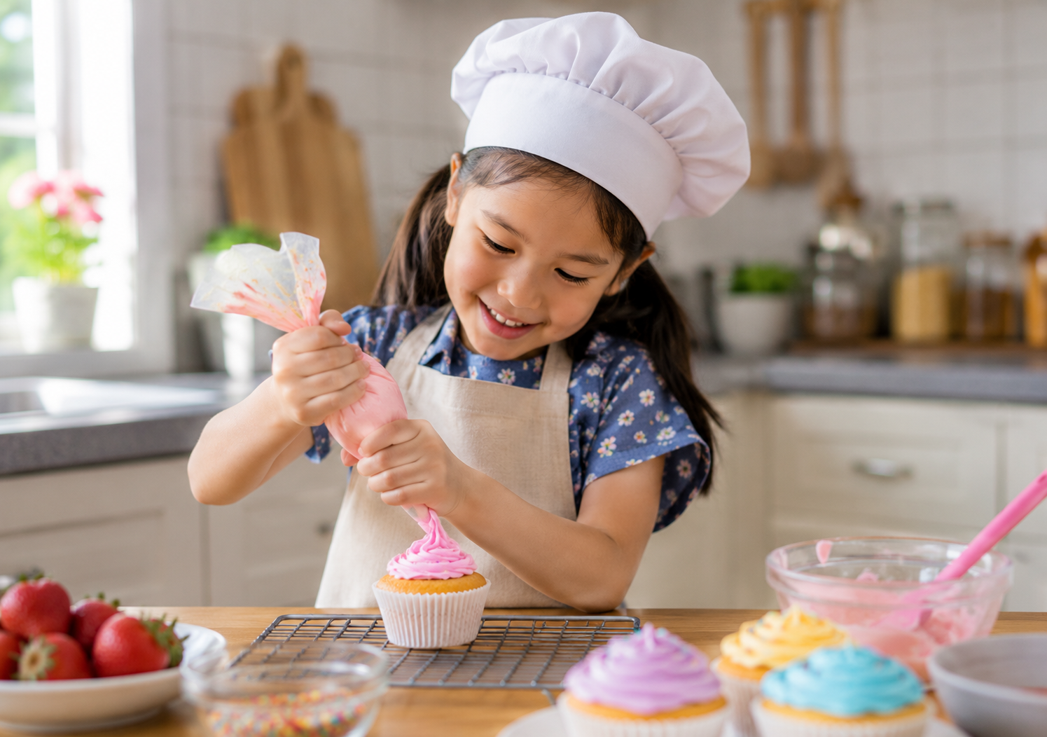 decorating cupcakes in the kitchen fezta